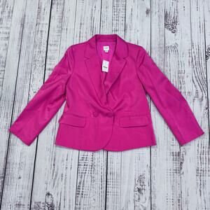 J.Crew Factory high-shine pink double-breasted blazer 8P petite NWT